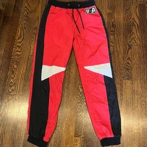 LF red and black fun windbreaker pants